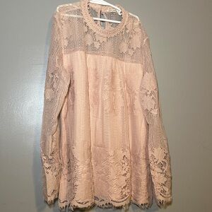 Ultra pink Elegant Lace Blouse in Soft Beige large